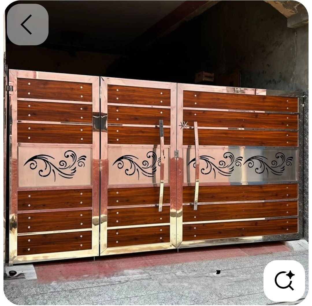 SS and wood gate — laser scroll band