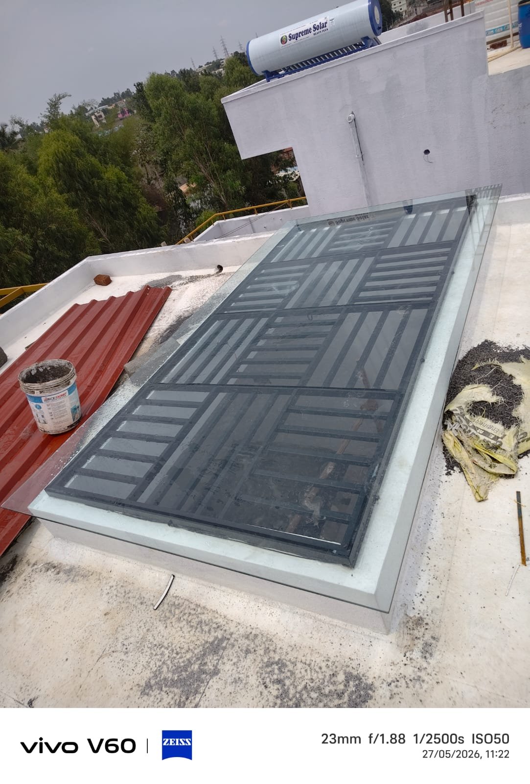 Skylight grill — geometric metal pattern