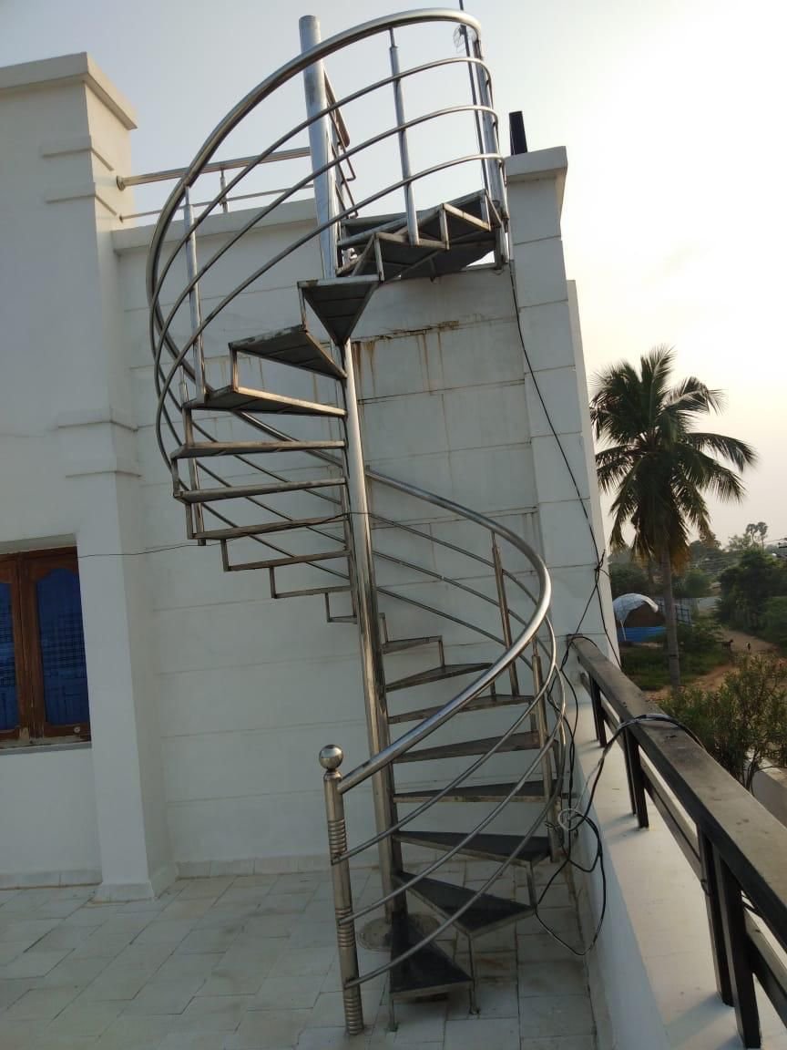 Spiral stair — rooftop terrace install