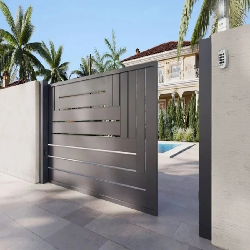 Modern sliding gate — villa driveway