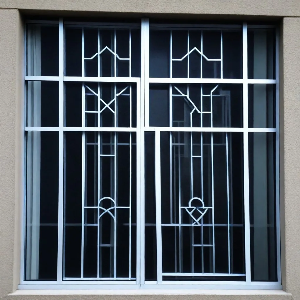 Geometric silver grill — contemporary window