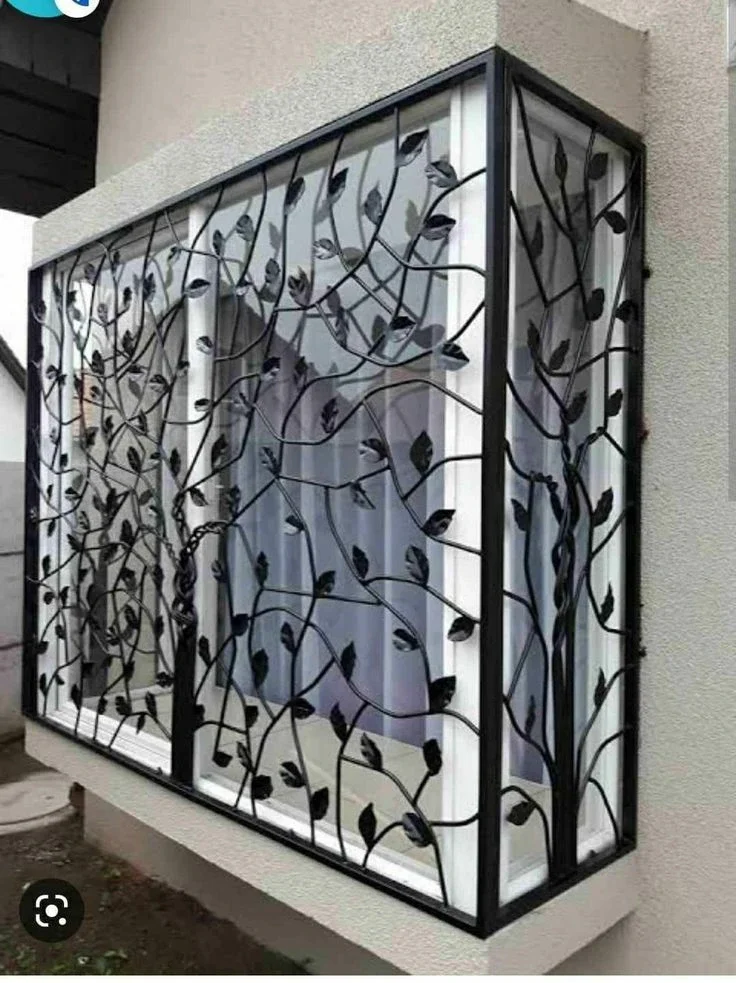 Tree box grill — artistic corner window