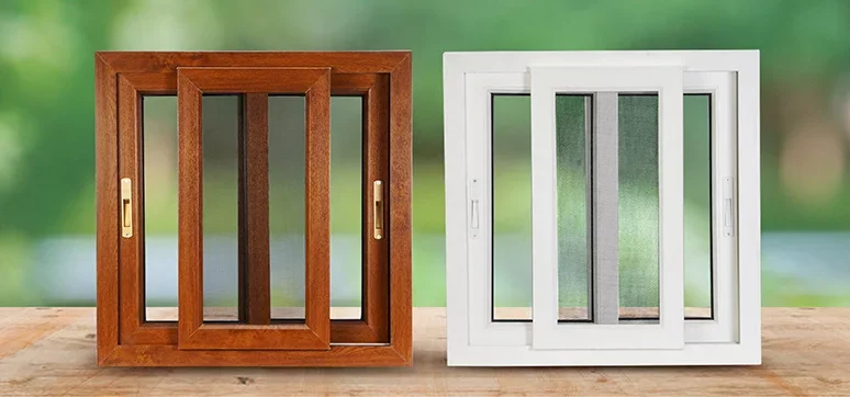 Woodgrain & white sliding — finish comparison